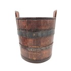 Antique Primitive Wooden Barrel Keg Cask Bucket W  Metal Bands And Lid