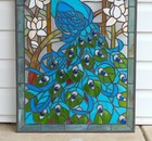 20  X 33 75  Large Handcrafted Stained Glass Peacock Window Panel Hf25221