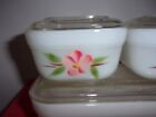 Fire King Hand Painted Gay Fad Flowers Peach Blossom 6pc Refrigerator Dishes Htf