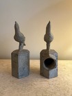 Rare Vintage Cast Aluminum Fence Finials -  Songbird Pair Architectural Decor
