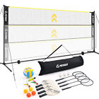 5 1-7 4  Portable Pickleball Volleyball Badminton Set 17ft Sports Net With Poles
