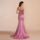  V Neck Mermaid Long Prom Evening Dresses Lace Sexy Sweep Train Party Gown