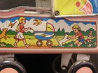  vtg Antique Toy Baby Buggy Tin Litho Reversible Top Cat Dog Carriage Stroller 