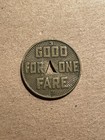 Vintage 1922 Pittsburgh Railways Co One Fare Transit Token Antique Trolley Train