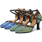 Women Party Ballroom Latin Tango Modern Salsa Dance Shoes Suede Sole Heels Shoes