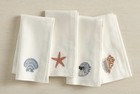 Pottery Barn Enchanted Sea Embroidered Icon Mixed Cotton Napkins Set 4