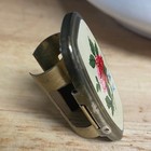 Vintage 1950s Rose Lipstick Holder Case With Mirror Gold Tone Floral Accessory