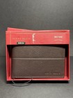 Perry Ellis Portfolio Men   s Brown Leather Bifold Wallet Logo Credit Card