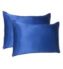 Set Of 2 Silky Satin Pillowcase Pillow Case Cushion Cover Standard 20 26in