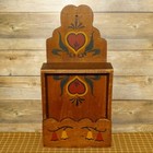 Antique Primitive Hand Painted Folk Art Pine Wall Box Scalloped Hearts Hanging
