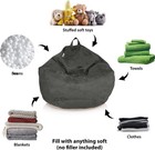 Xl Bean Bag Chair Cover  Stuffed Animal Storage  Kids   Adults  Black 3ft