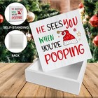 Christmas Bathroom Decorations - Funny Decor  He Sees You Pooping 