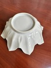 Vintage White Porcelain Lotus Flower Petal Bowl Catchall Dish 7 Inch