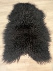 Beautiful Icelandic Curly Black Sheepskin Soft Wool Seat Cover Hide Pelt 