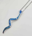 925 Sterling Silver Blue Opal Snake Necklace 17 7   