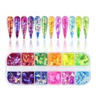 12grids Holographic Mermaid Colorful Nail Art Glitter irregular Rainbow Color-2
