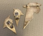 80s Vintage Mexico 925 Brooch Clip Earring Set Silver Brass 2-tone Lady In Hat