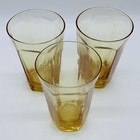 Set Of 3 Vintage Lenox Antique Yellow Glass Water Tumblers Engraved 5   t 3   w