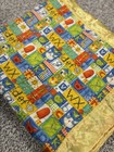 Abc Animal Blanket Crib Quilt Or Lap Baby Bedroom Orang Yellow Satin Vtg