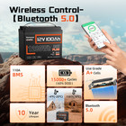 12v 100ah Max 1280wh Bluetooth Lifepo4 Lithium Battery Rv Off-grid Solar Marine