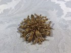 Vintage Florenza Three Dimensional Gold Tone Flower Mid Century Modern Brooch