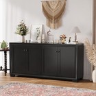 60  Sideboard Cabinet Coffee Bar Cabinet Table With 4 Doors Adjustable Shelves