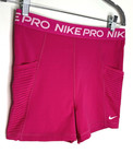 Nike Pro Dri-fit Women s L Large Running Shorts Elastic High Rise Pink Tight Fit
