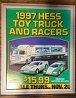 Vintage 1997 Hess Toy Truck Racers Poster With Hess Corrugated Plastic Backing