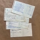 Vintage Green Ledger Sheets X10   1980s Handwritten Junk Journal Ephemera