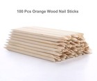 100pcs Orange Wood Sticks Double Sided Cuticle Pusher Nail Art Tool