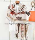 Sallys 70  Cashmere 30  Silk Tassels Print Double Face Oblong Scarf 180 60cm