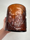 Peking Glass Brush Pot Relief Carving Sages Landscape W Qianlong Mark Republic