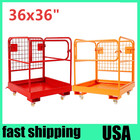 36x36   1200lb Forklift Safety Cage 4 Wheels Steel Man Basket For Lifting Loader