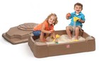 Step2 Play And Store Sandbox Brown Plastic Kids Outdoor Toy With Cover