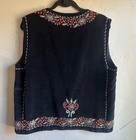 Vintage Eastern European Folk Vest Black Velvet And Intricate Beading Sz Xl 