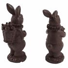 Bunny Rabbits Easter Chocolate Faux Candy Figures Standing Brown Set Of 2