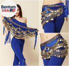 Women s Triangular Belly Dancing Hip Scarf Wrap Skirt With Gold Coins