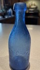 Antique Lancaster Glass Works Ny Blob Too Cobalt Blue 7    Soda  Bottle Rare As Is