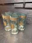 5 Vintage Mid Century Georges Briard Style Gold Medallion 5 5    High Ball Glasses