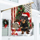 Dachshund Dog Christmas American Flag Graden Flag