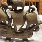 Antique Vintage C1930 Creation Co  Painted Cast Iron Pirate Ship Doorstop