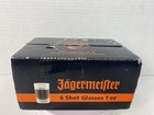 J  germeister Set 6 Frosted 1 Oz Embossed Logo Shot Glasses Jagermeister Open Box