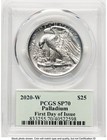 2020-w Palladium Eagle 1 Oz Burnished Fdi Thomas Cleveland Minuteman Pcgs Ms70