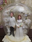 Vintage Wedding Cake Topper With Bride And Groom 1960 s 70 s  In Wine Glass 