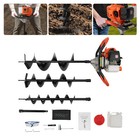 52cc Gas Powered Earth Auger Post Hole Digger Borer Ground Fence Drill W 3 Bits