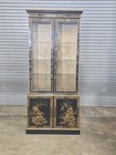 Drexel Heritage Black Lacquer Et Cetera Chinoiserie China Cabinet Bookcase