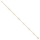 Real 14k Yellow Gold Heart Links And Cable Chain Anklet 9-10  Adjustable