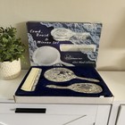 Vintage Silver Plated Vanity Set Mirror Brush Comb Ornate Victorian W  Box