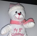 Dandee Pink White Teddy Bear Girl My First 1st Christmas Plush Lovey 9    W  Scarf