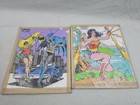Very Rare Dc Playskool Wooden Puzzle Wonderwoman Paradise Batman Robin Batmobile
